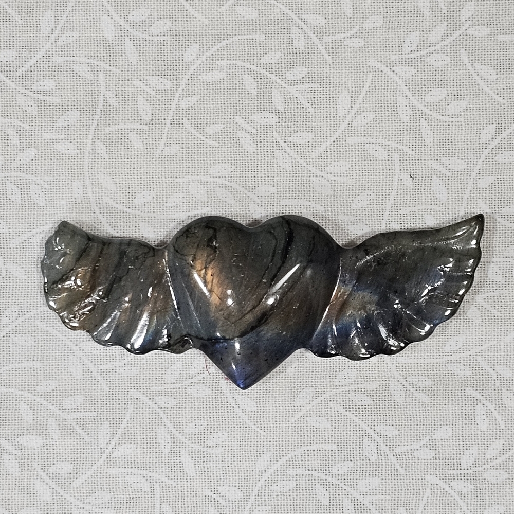 Labradorite Crystal Heart with Wings